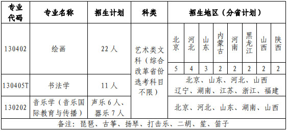 北京语言大学2021年艺术类本科专业拟招生计划